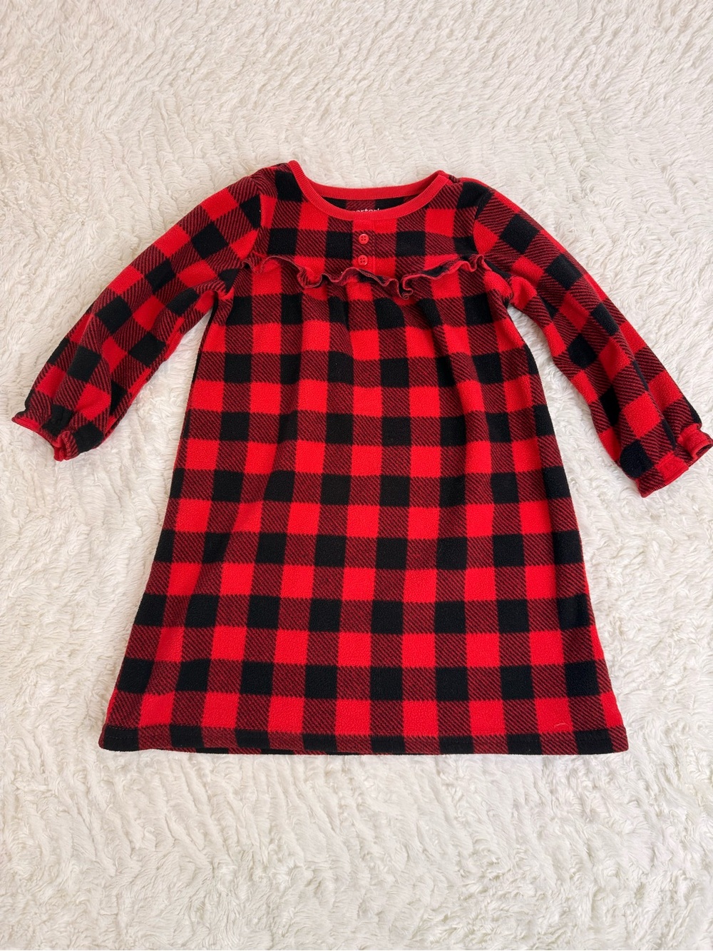 Carter's Red and Black Buffalo Plaid Ruffle-Trim Nightgown